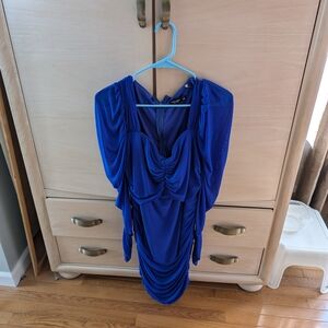 Elegant Blue Draped Dress